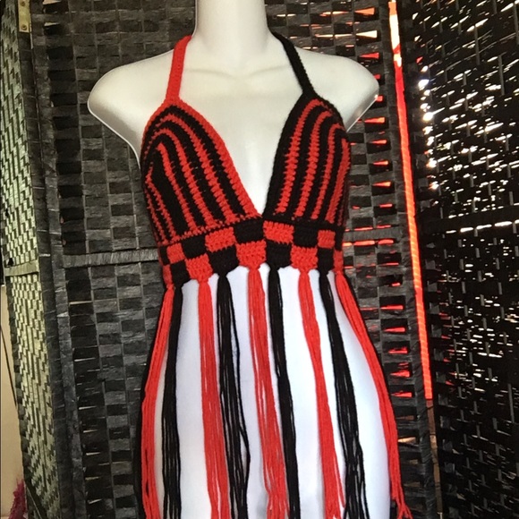 Made by Maya -🖤Made to order❤️ crochet top with tassels - Picture 2 of 3